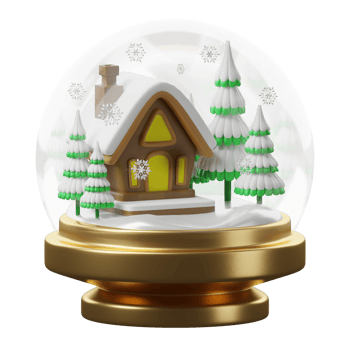 A snow globe with a house inside png