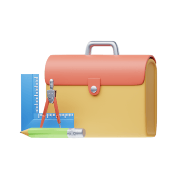 A briefcase with pencils and a ruler png