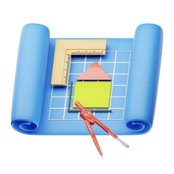 A blue roll of paper with a ruler and a pencil png