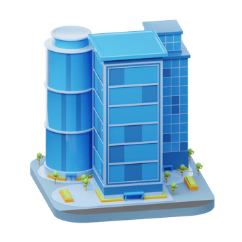 A building with a blue sky and a blue building png