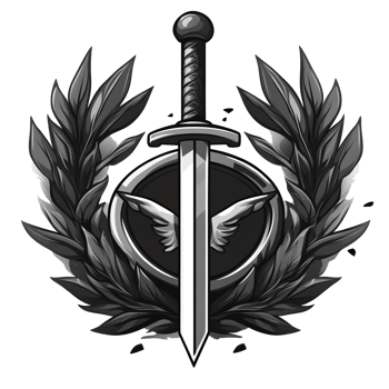 Grayscale sword and wreath emblem on transparent background a symbol of honor and achievement png