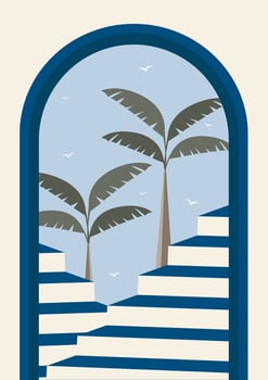 Turkey Antalya travel poster. Historical buildings illustration vector