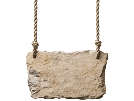 Stone sign hanging with rope for advertisement png
