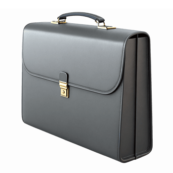 Professional Gray Briefcase with Metallic Lock for Business and Office Use on Transparent Background png