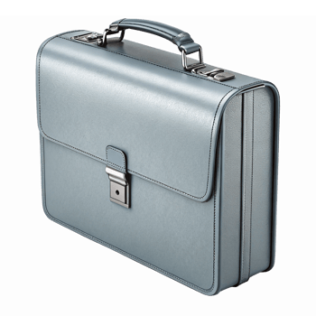 Elegant Blue Leather Briefcase with Lock Modern Office Accessories for Business Professionals png