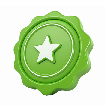 Shiny Green Badge with Star Symbol Isolated on Transparent Background for Award Recognition png