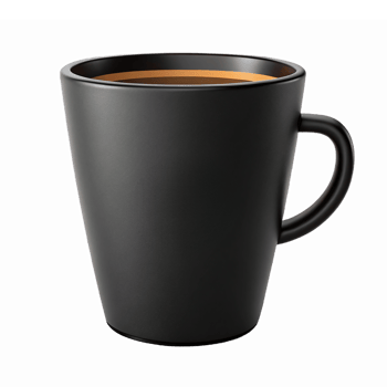 Modern Black Coffee Mug with Brown Interior on Transparent Background png