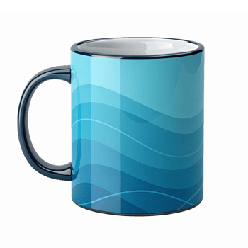 Stylish Blue Wave Pattern Coffee Mug Design with Transparent Background png