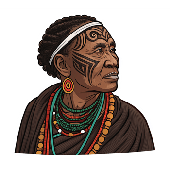 Indigenous Woman Portrait with Traditional Jewelry and Tribal Patterns on a Transparent Background png