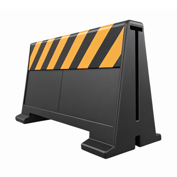 Traffic Safety Barricade with Black and Orange Warning Stripes on Transparent Background png