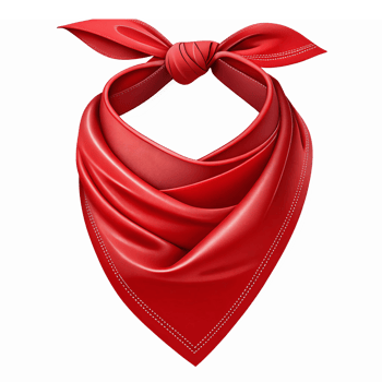 Elegant Red Bandana with Smooth Texture and Knotted Design on Transparent Background png