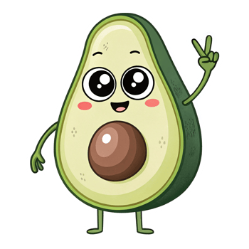 Cheerful Cartoon Avocado Character with Peace Sign on Transparent Background for Fun Graphics png
