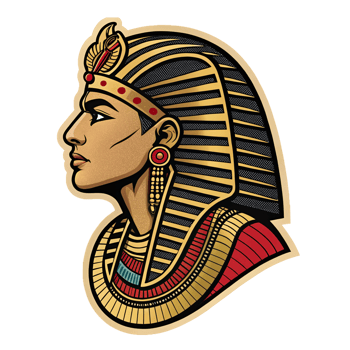 Elegant Ancient Egyptian Pharaoh Profile Portrait in Vibrant Colors with Transparent Background png