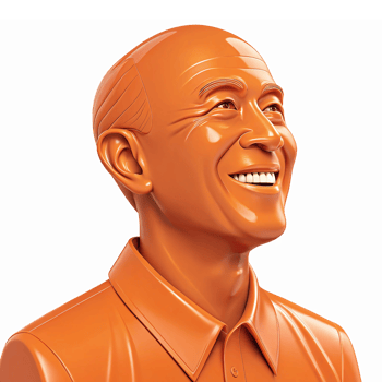 Smiling Orange Figurine of a Happy Male Character with a Glossy Finish on a Transparent Background png