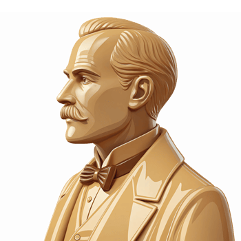 Elegant Gold Bust Sculpture of a Distinguished Gentleman in Profile with Bow Tie png