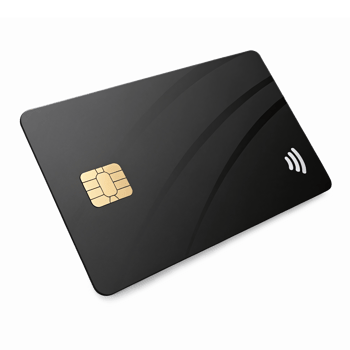 Black Contactless Payment Card with Chip and RFID Technology on Transparent Background png