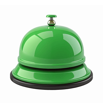 Shiny Green Service Bell for Customer Support and Hospitality Concepts with Transparent Background png