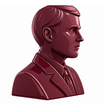 Elegant Brown Male Bust Sculpture with Classic Suit Design and Detailing png