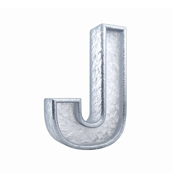 3D Metallic Letter J in Silver Color with Glossy Finish and Transparent Background png