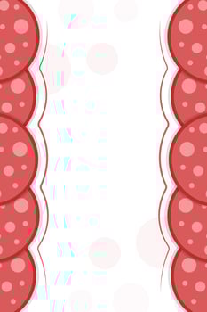 Salami sausage border frame. Salame gastronomic product. National Salami Day decor vector