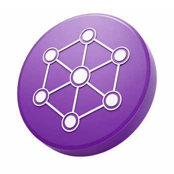Purple Network Node with Geometric Connections and Transparent Background Visual Representation png