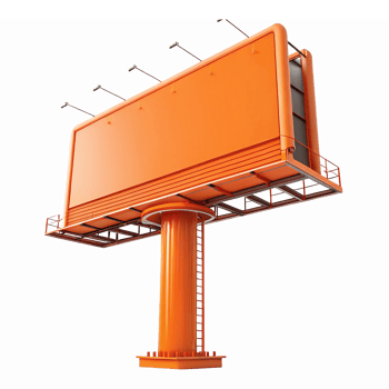 Orange Billboard Structure with Blank Display Space for Advertising on Transparent Background png