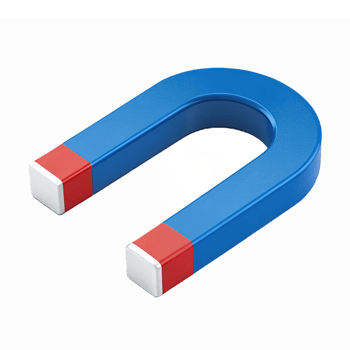 Realistic Blue Horse Shoe Magnet with Red Ends Featuring Transparent Background for Educational Use png