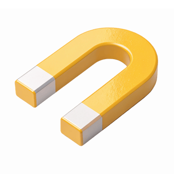 Yellow U Shaped Magnet 3D Illustration with a Glossy Finish Transparent Background png