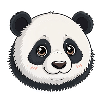 Cute Cartoon Panda Face Illustration with Big Eyes and Soft Features on Transparent Background png