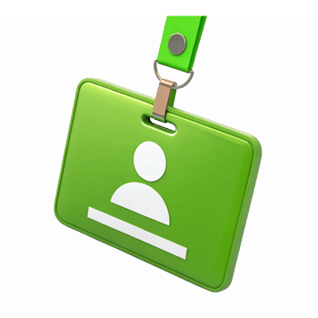 Green ID Badge with Blank Space for Personal Information and Clip Attachment png