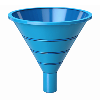 Transparent Blue Funnel for Liquid and Substance Transfer in Kitchen and Industry Use png