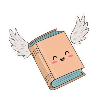 Cute Cartoon Flying Book with Wings Smiling Character Design for Education and Reading Themes png