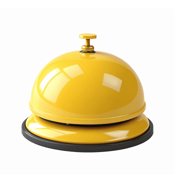 Shiny Yellow Service Bell with Glossy Finish Ideal for Hospitality Reception and Booking png
