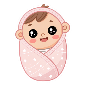 Cute Happy Baby Wrapped in Pink Blanket with Stars Smiling Child Transparent Background png