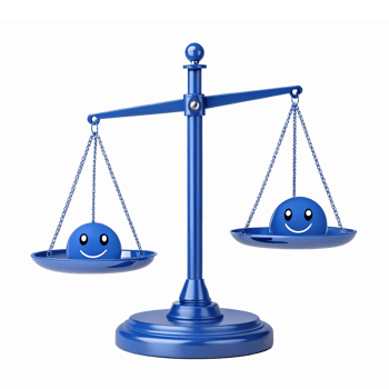 Colorful Blue Smiley Face Scales Balancing Happiness and Sadness Transparent Background png