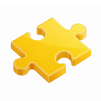 Shiny Yellow Puzzle Piece on Transparent Background for Creative Design Applications png
