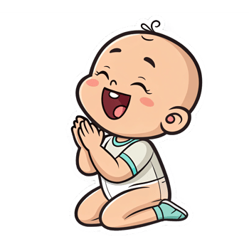 Adorable Happy Baby Kneeling with Joyful Expression Perfect for Childrens Designs png