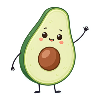 Cheerful Cartoon Avocado Character with Transparent Background for Fun Designs and Illustrations png