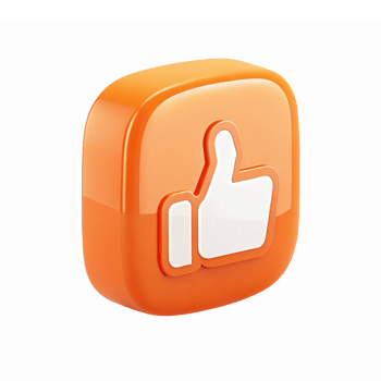 Orange 3D Like Button with Transparent Background for Social Media Engagement png