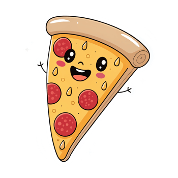 Cheerful Cartoon Pizza Slice with Pepperoni and Smiling Face on Transparent Background png