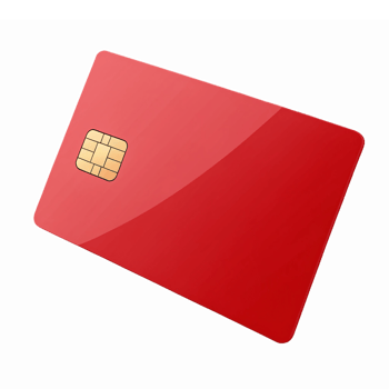 Glossy Red Credit Card with Chip on Transparent Background for Financial and Ecommerce Design png