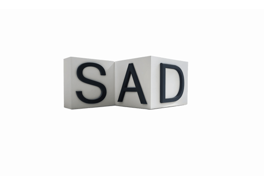Emotional Expression Using Three Dimensional SAD Text Design with Transparent Background png