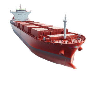 freight container ship isolated front angled 3d render png