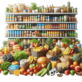 Grocery Store Aisle with Fresh Produce png