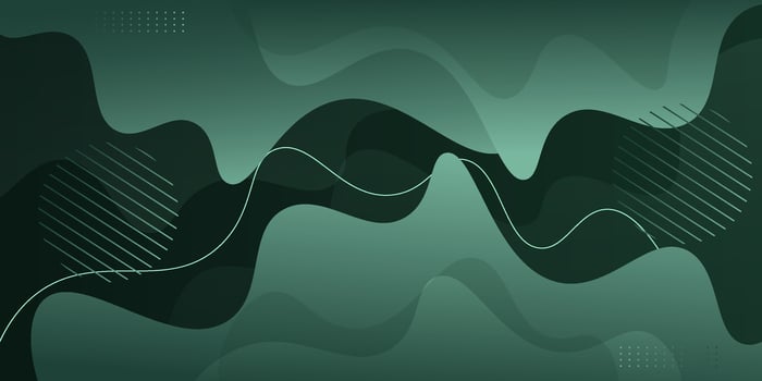 Green fluid geometric business banner design. Creative banner design with wave shapes and lines on colored background for template. Simple horizontal banner. eps10 vector