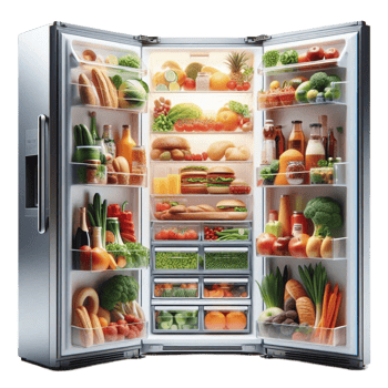 Open Refrigerator Filled with Fresh png