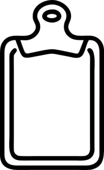 Illustration of a simple cutting board with a handle and outline in black and white color scheme design vector