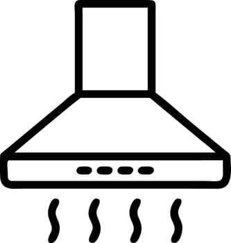 Illustration of a kitchen exhaust hood with smoke rising represented in a simple outline style vector