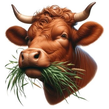 Cute Cow Eating Grass 3D png