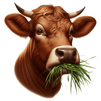 Sweet Brown Cow Portrait Eating png